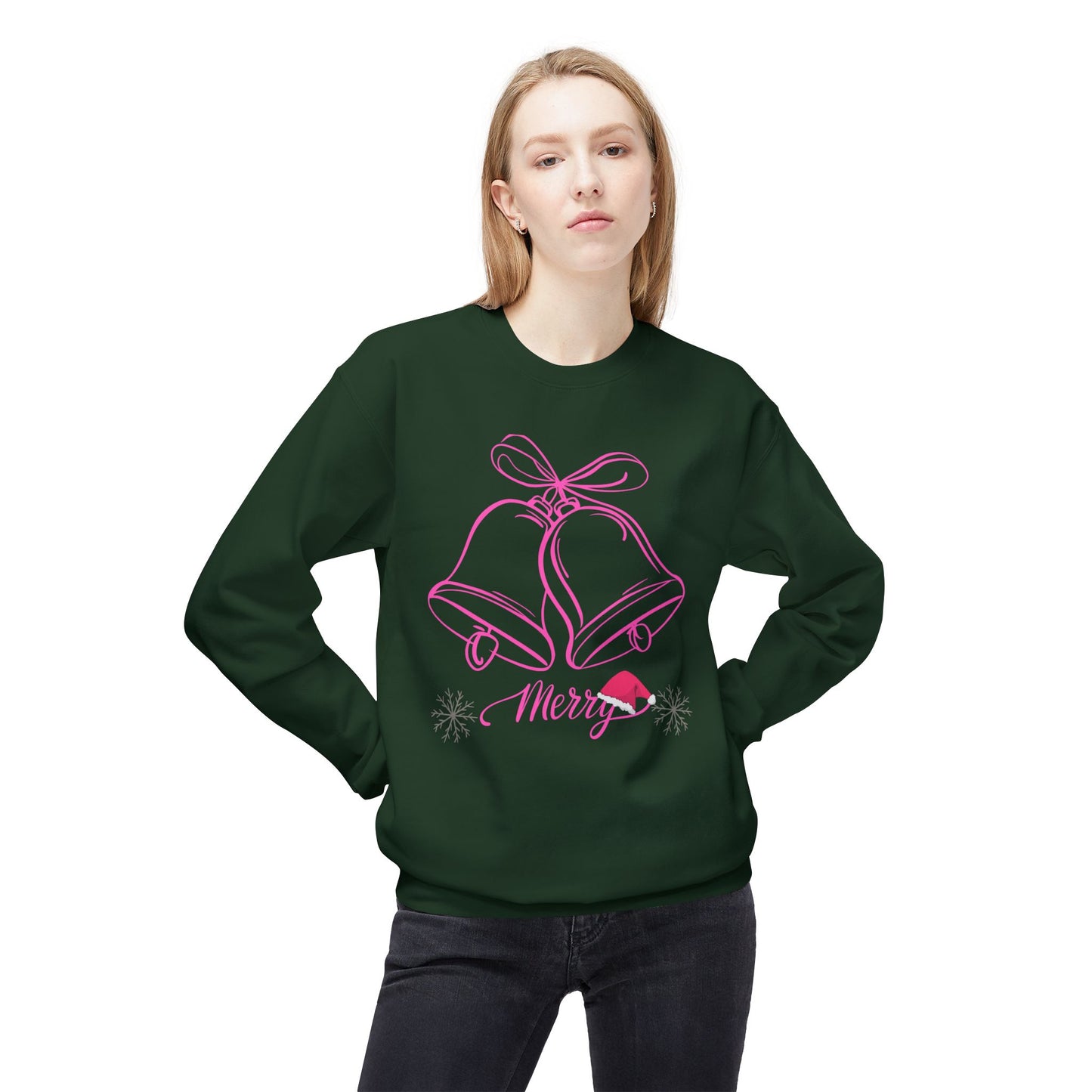 Merry Bells  Fleece Crewneck Sweatshirt For Women