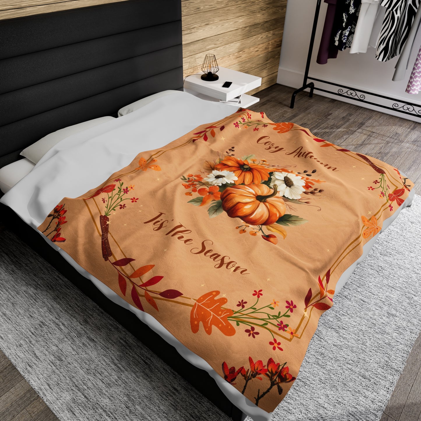 Cozy Autumn Velveteen Plush Blanket