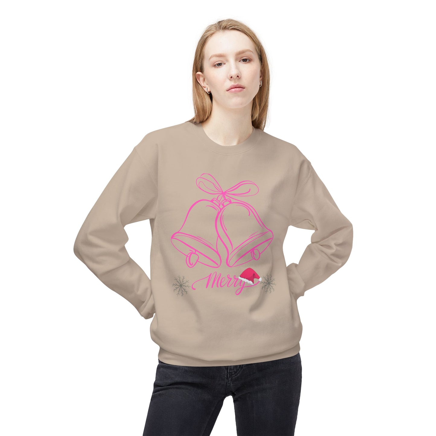 Merry Bells  Fleece Crewneck Sweatshirt For Women