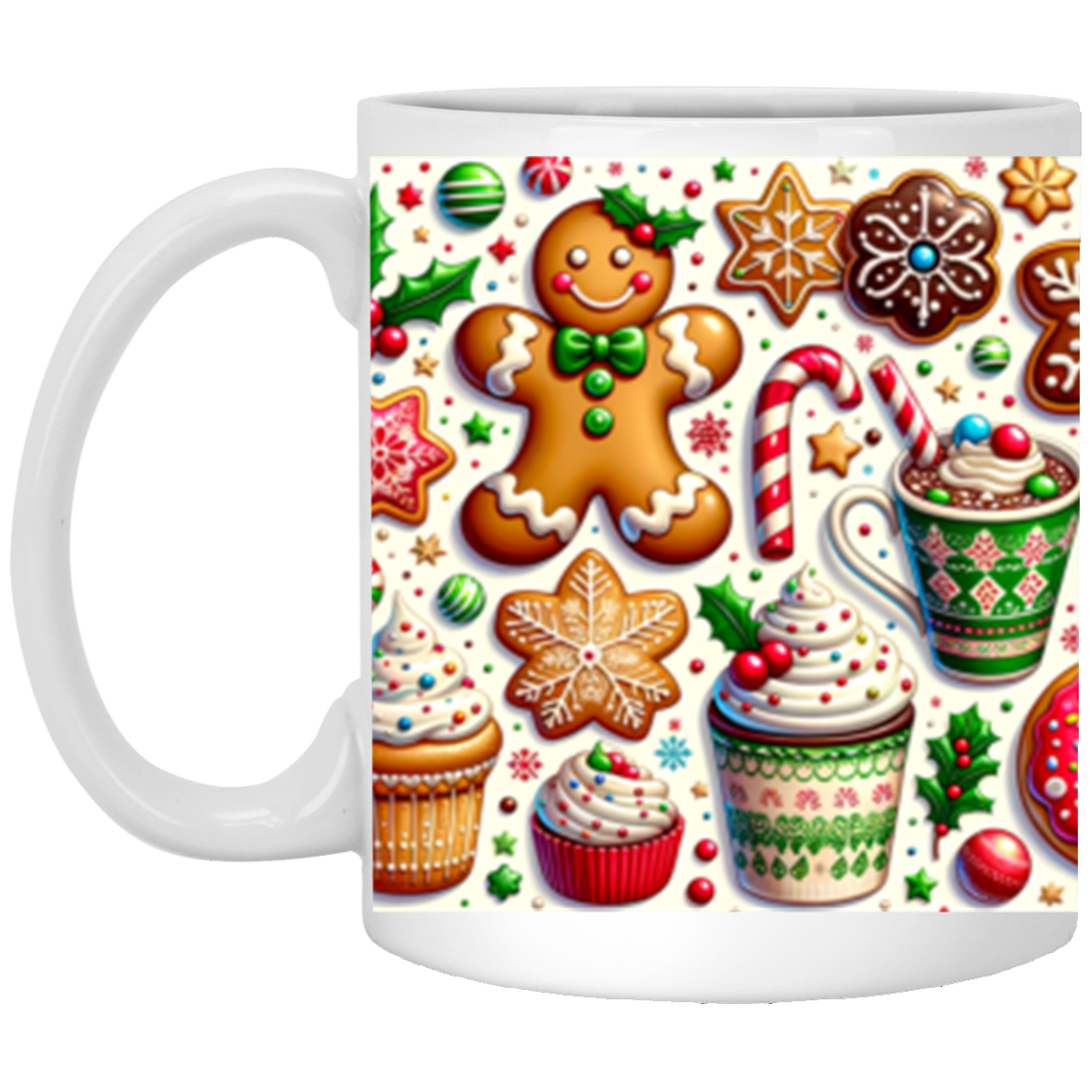 Ginger Bread Wraparound 11oz White Mug