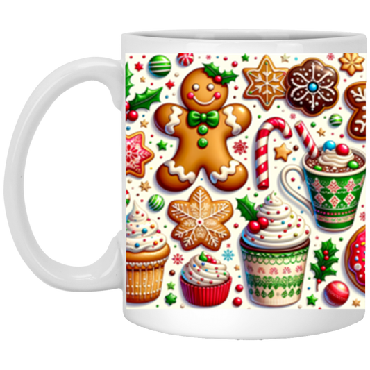 Ginger Bread Wraparound 11oz White Mug