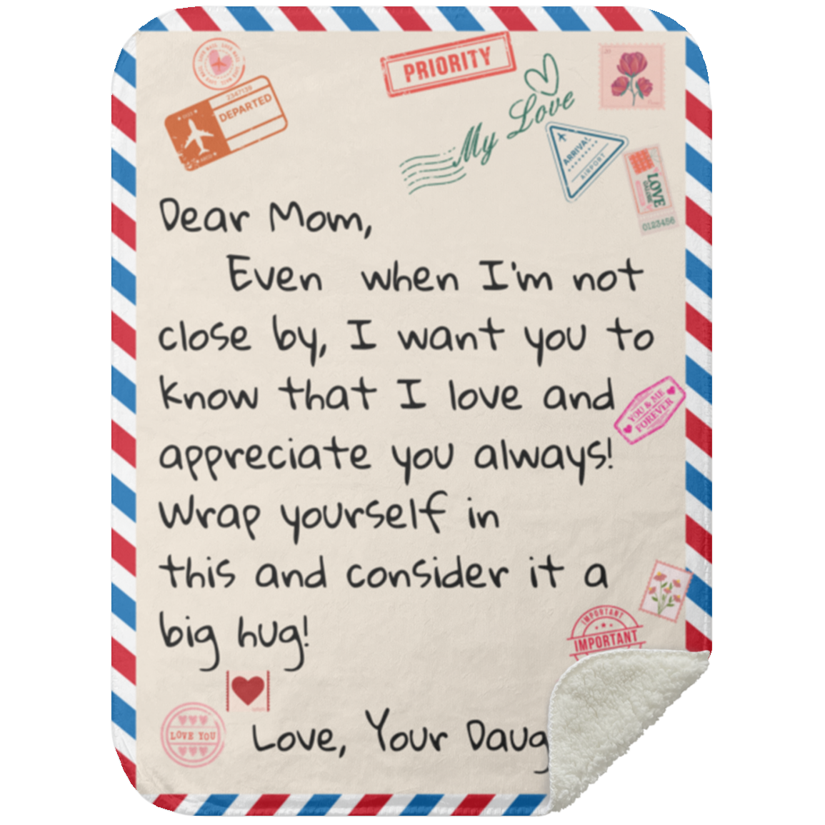 Dear Mom Sherpa Blanket 30x40