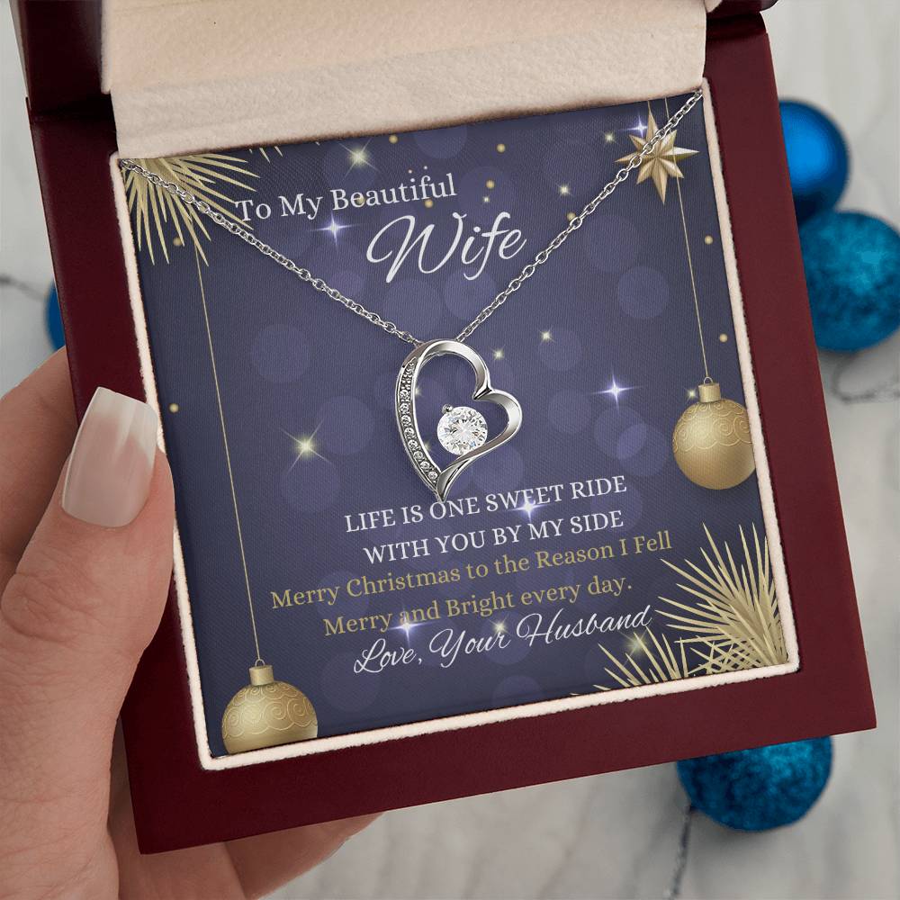 To My Beautiful Wife Christmas Wishes  Forever Love Necklace | Christmas Gift For Wife