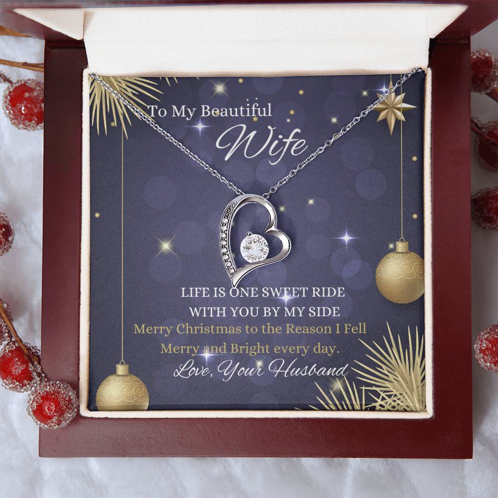 To My Beautiful Wife Christmas Wishes  Forever Love Necklace | Christmas Gift For Wife