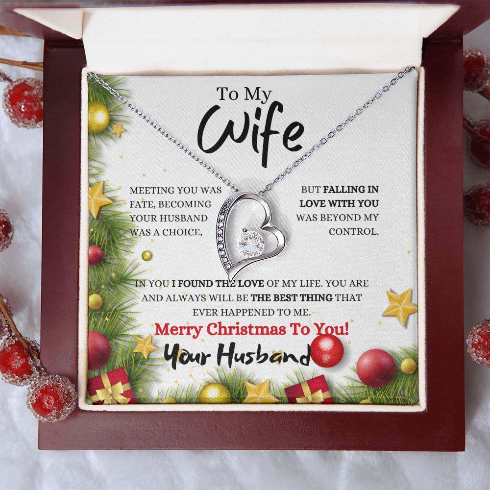 Forever Love Necklace Christmas Gift For Wife / Necklace With Christmas Wishes message Card