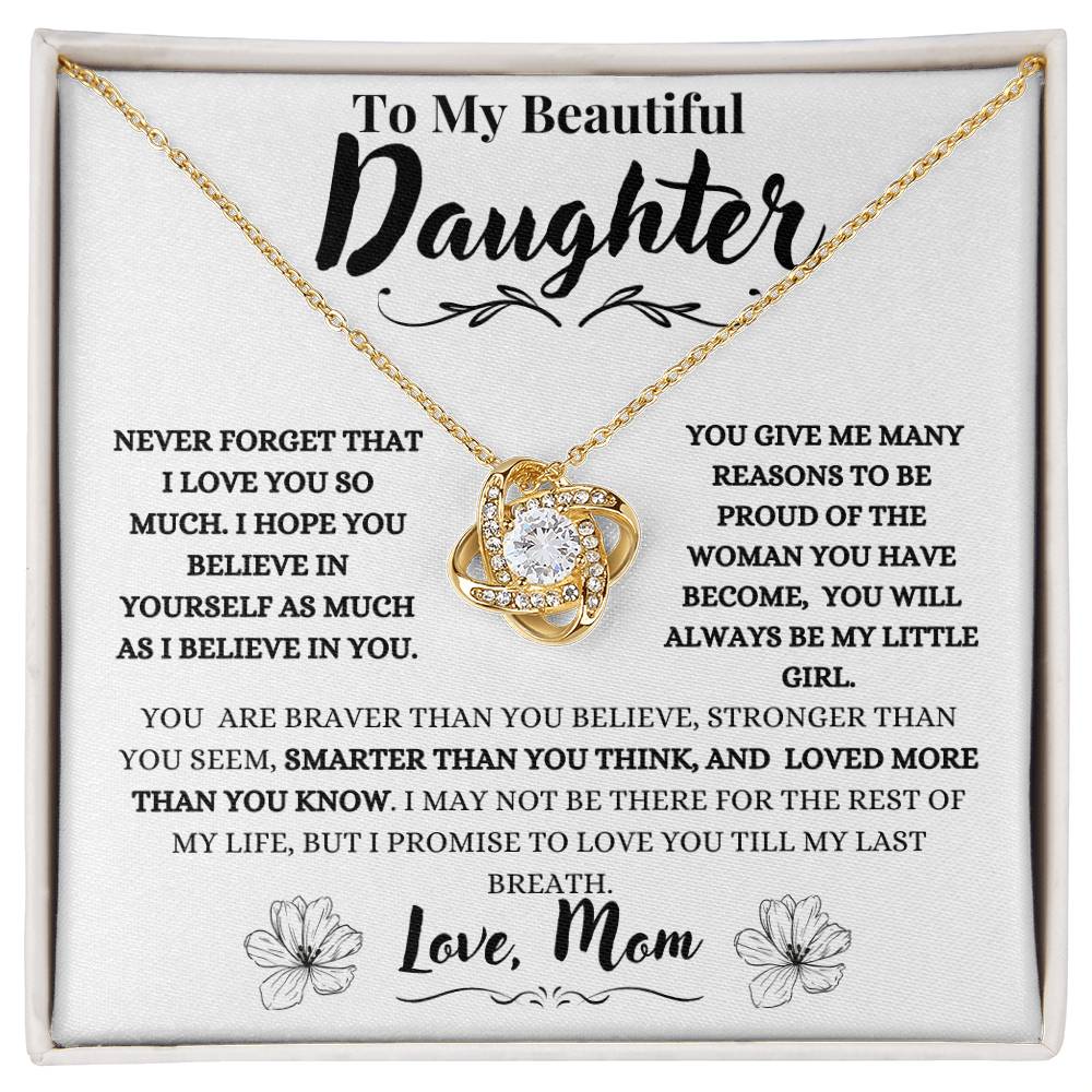 To My beautiful Daughter Necklace | Love Knot Necklace for Daughter | Gift for Daughter