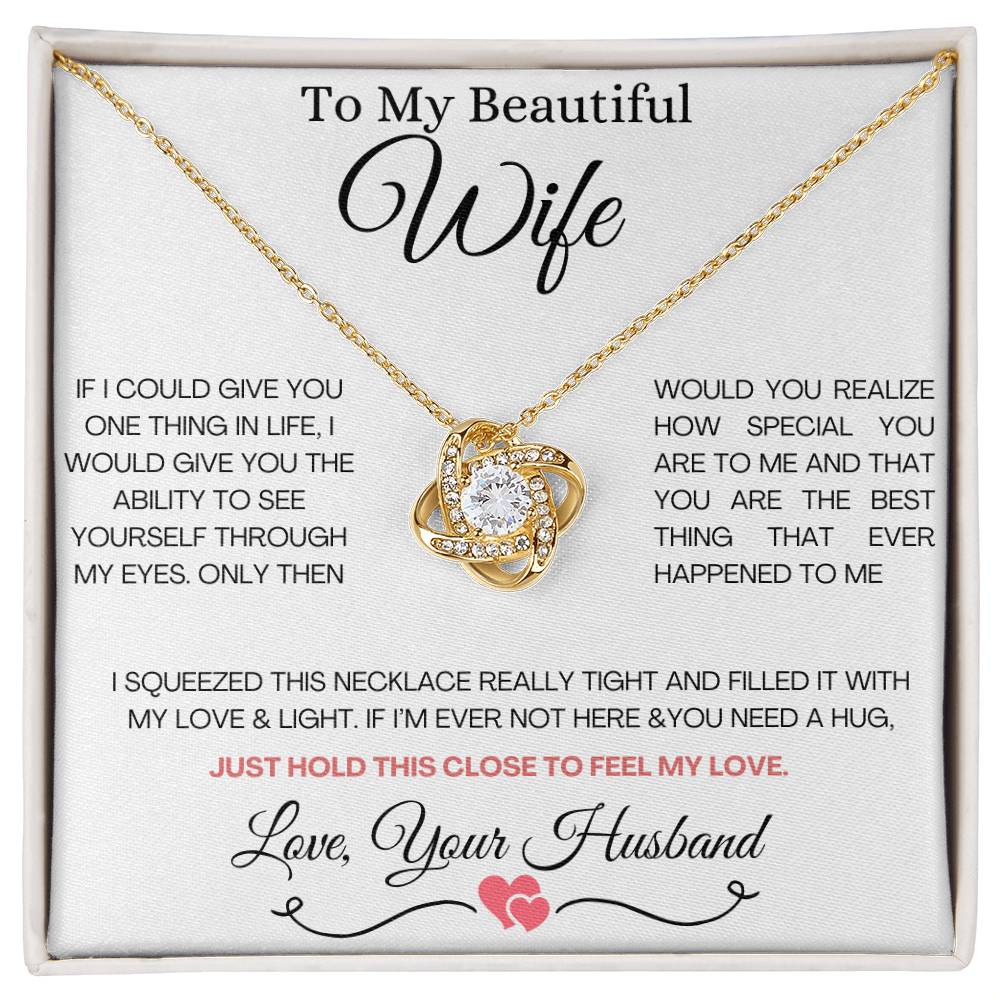 To My Beautiful Wife  Necklace | Love Knot Necklace For Wife | Gift for Wife