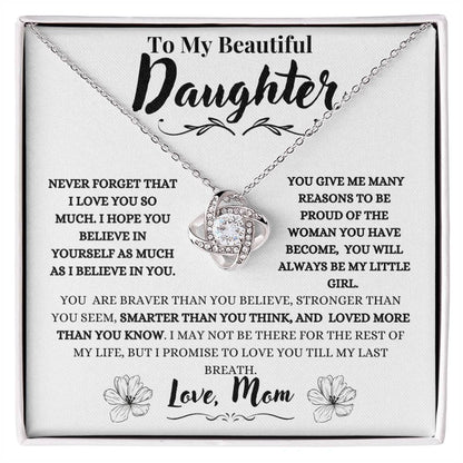 To My beautiful Daughter Necklace | Love Knot Necklace for Daughter | Gift for Daughter