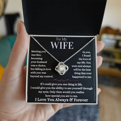 Love Knot Necklace for Wife | Gift for Wife | Necklace with message card for Wife