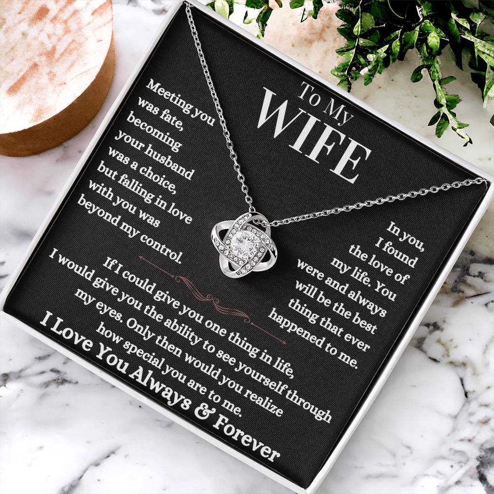 Love Knot Necklace for Wife | Gift for Wife | Necklace with message card for Wife