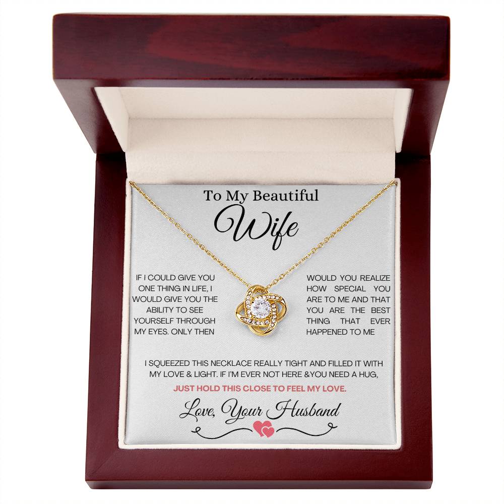 To My Beautiful Wife  Necklace | Love Knot Necklace For Wife | Gift for Wife