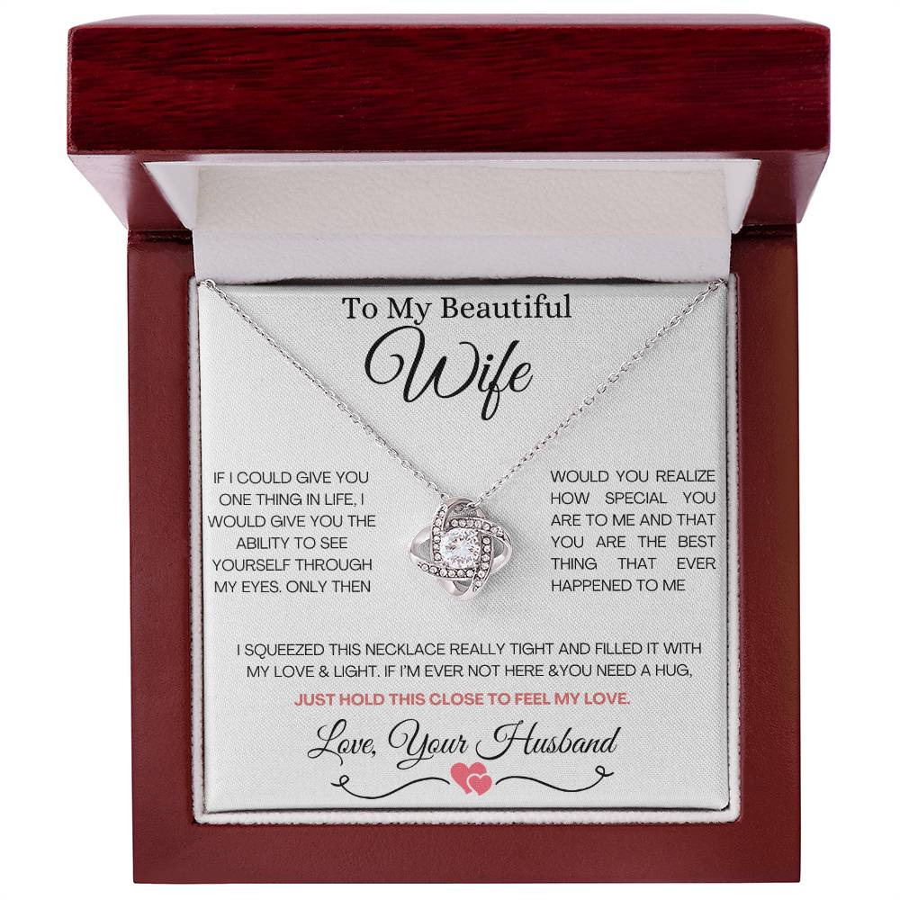 To My Beautiful Wife  Necklace | Love Knot Necklace For Wife | Gift for Wife