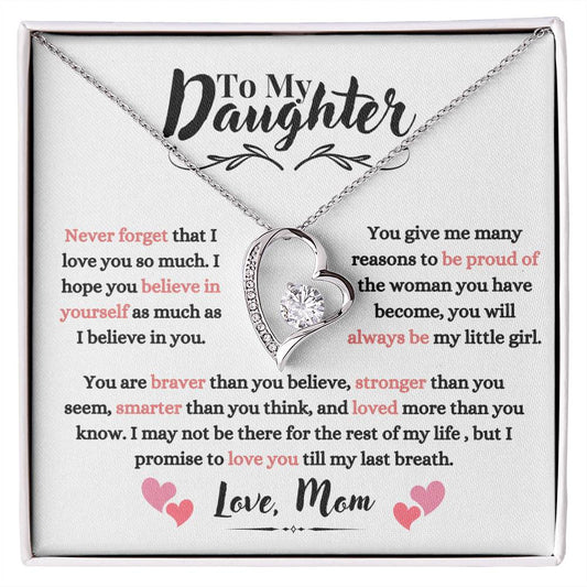 To My Daughter Necklace Gift |  Forever Love Necklace Gift for Daughter