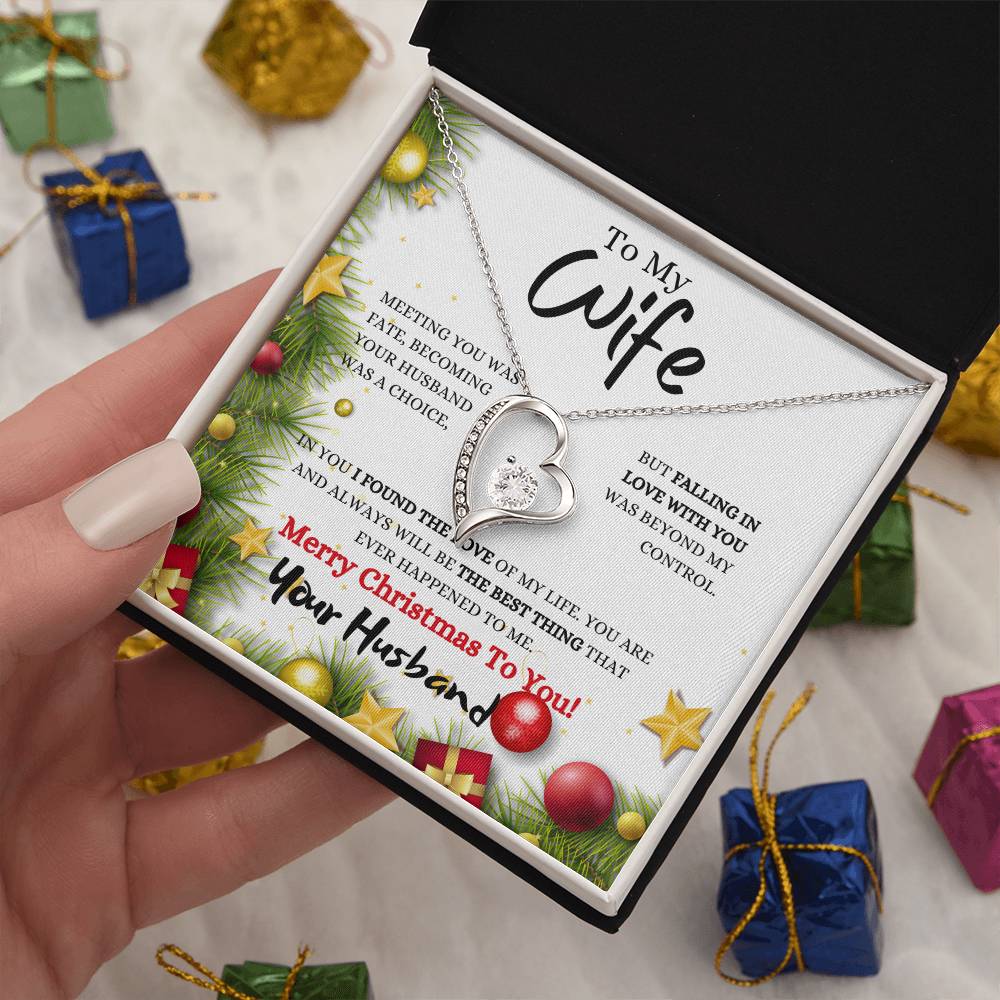 Forever Love Necklace Christmas Gift For Wife / Necklace With Christmas Wishes message Card