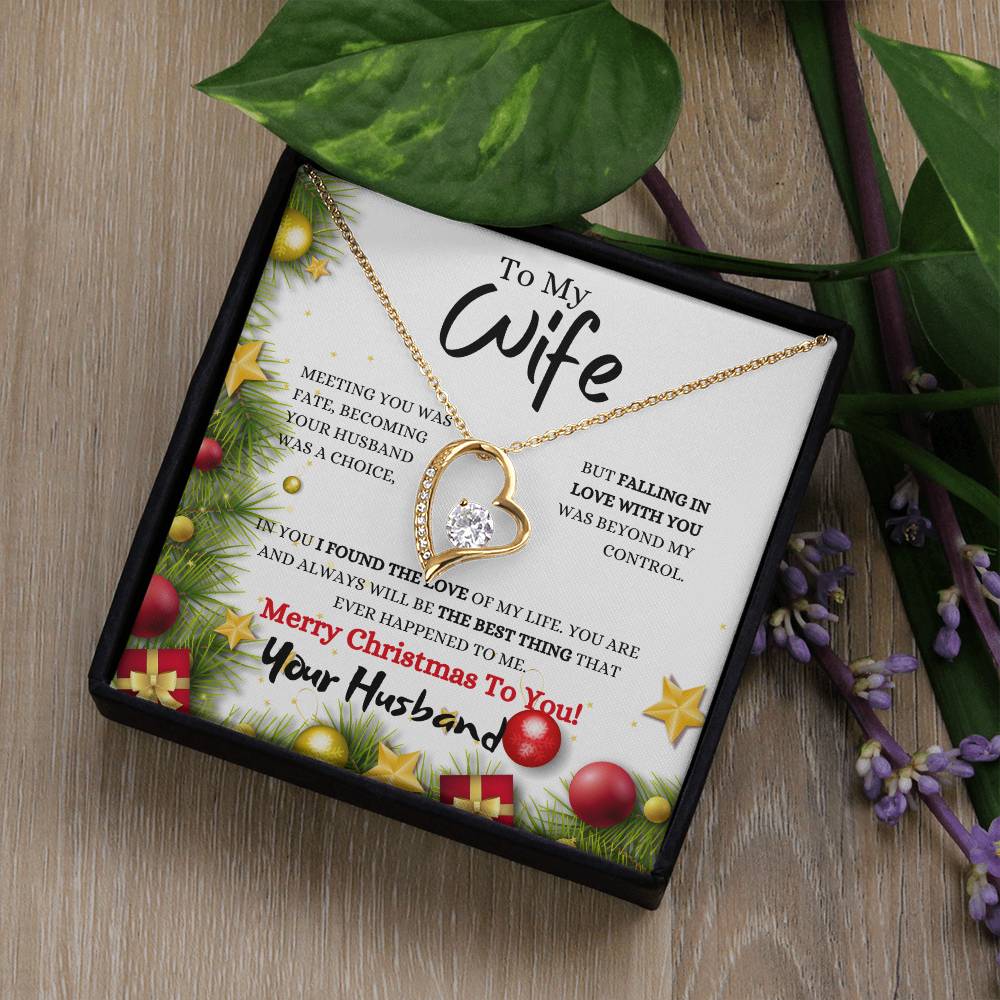 Forever Love Necklace Christmas Gift For Wife / Necklace With Christmas Wishes message Card