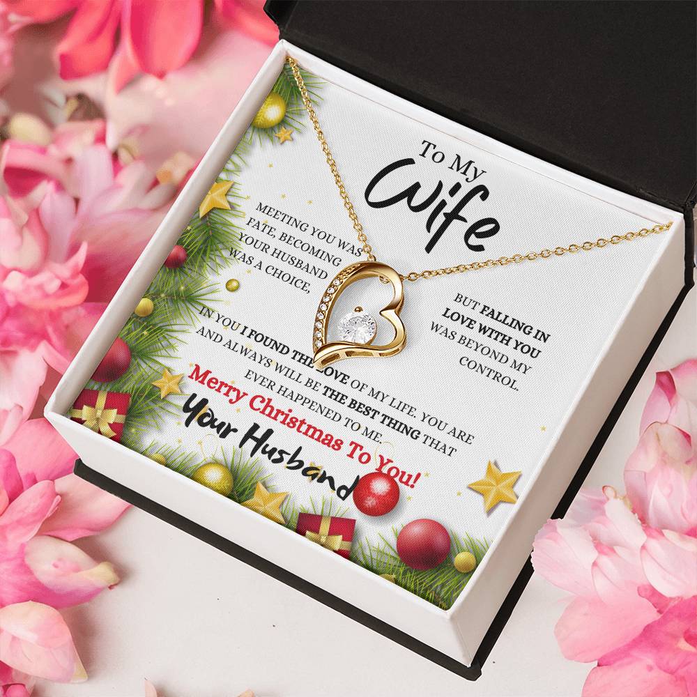 Forever Love Necklace Christmas Gift For Wife / Necklace With Christmas Wishes message Card